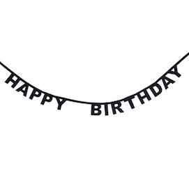 Black Happy Birthday  - party garland